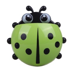 Toothbrush and toothpaste holder, ladybug, green color